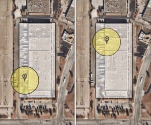 Geofence locations on a map